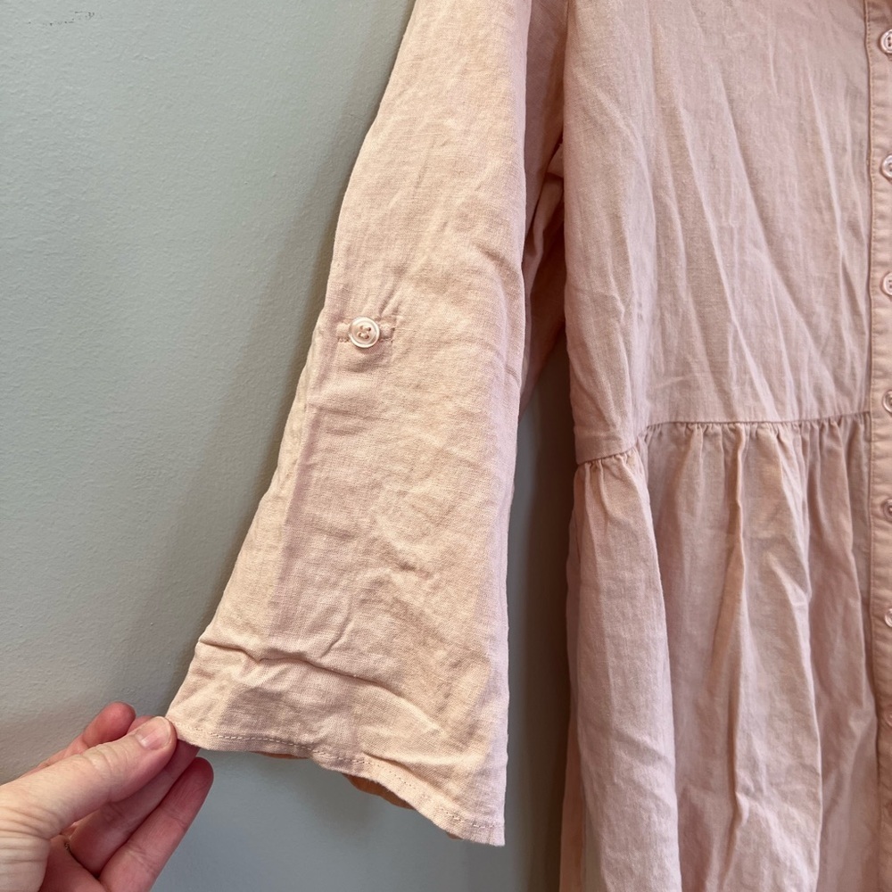 Ripe Maternity Adel Button Through Linen Nursing Shirt Dress, Soft Pink, S - Picture 7 of 10